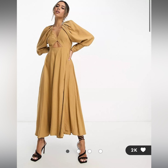 Dresses & Skirts - ASOS mustard/Tan midi dress size 10